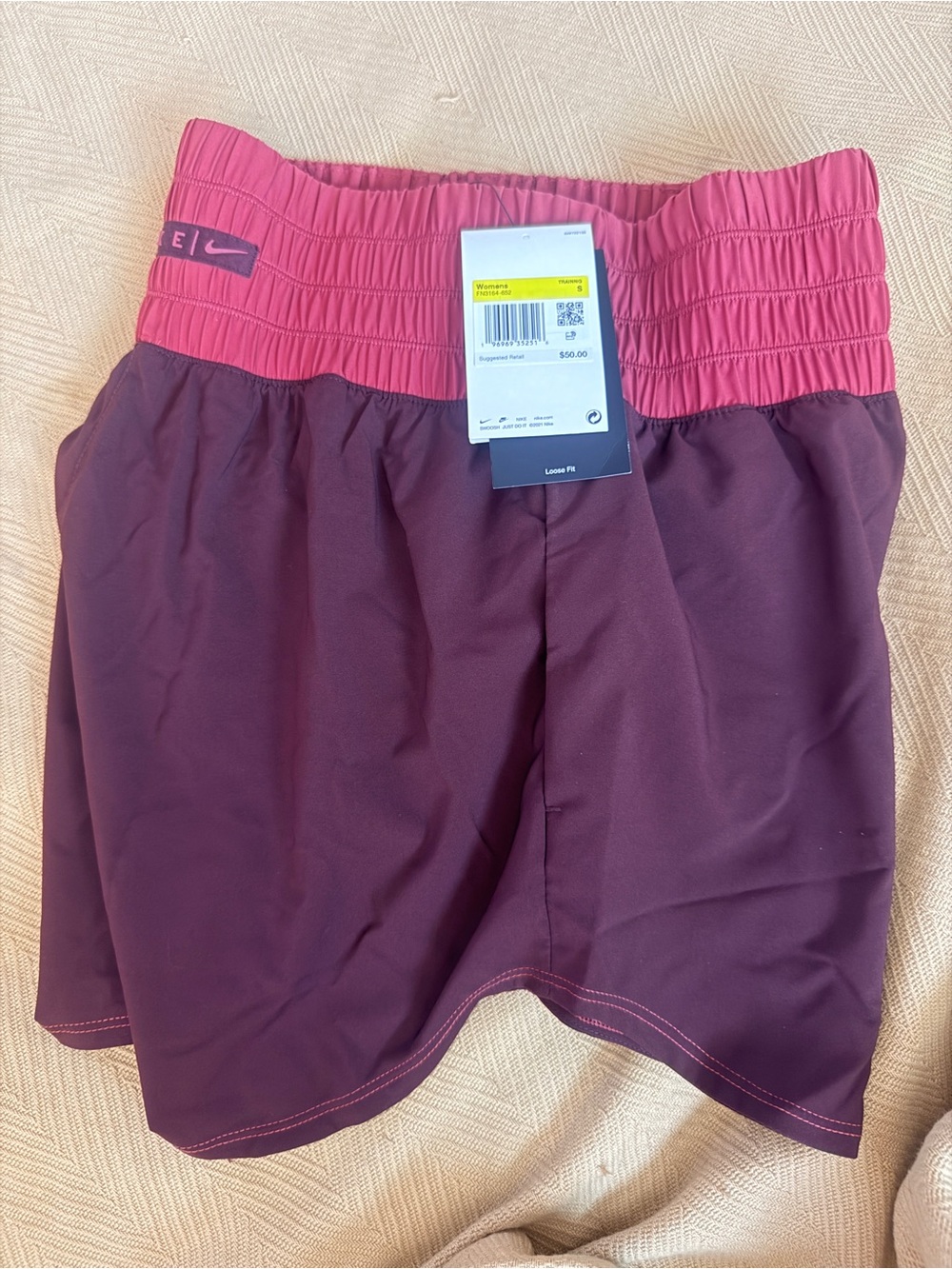 Nike Plum Shorts with Pink Elastic Waistband